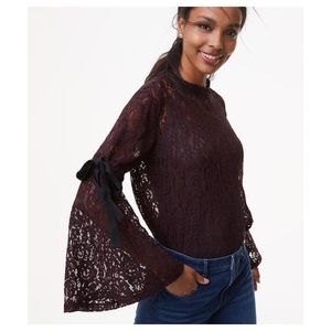 Ann Taylor LOFT • Loft Petite Lace Tie Bell Sleeve